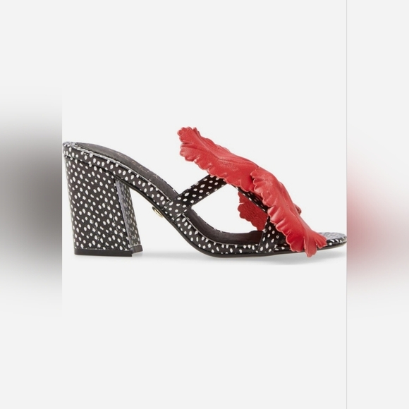 Cecelia New York, 🌺 Hibiscus II, Slide Sandal, Black/White/Red, Size 7.5 - Picture 3 of 12